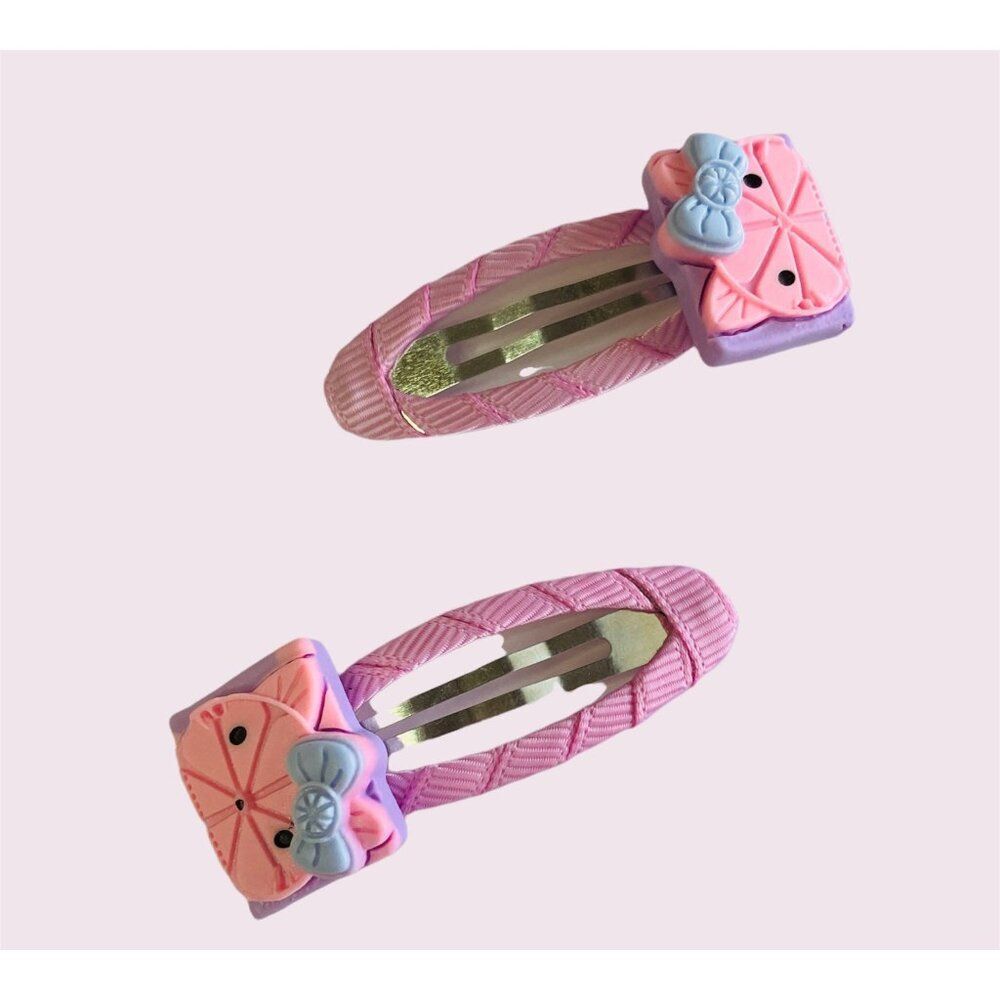 Hello Kitty inspired Hair Snap Clips for Girls and Women Handmade
